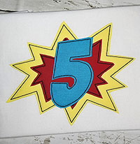 5th Birthday Superhero Machine Applique Design - Triple Stitch